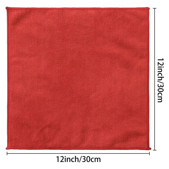 12 Pack Microfiber Lint Free High Absorbent Cleaning Rags 12" x 12" Red - Picture 3 of 6